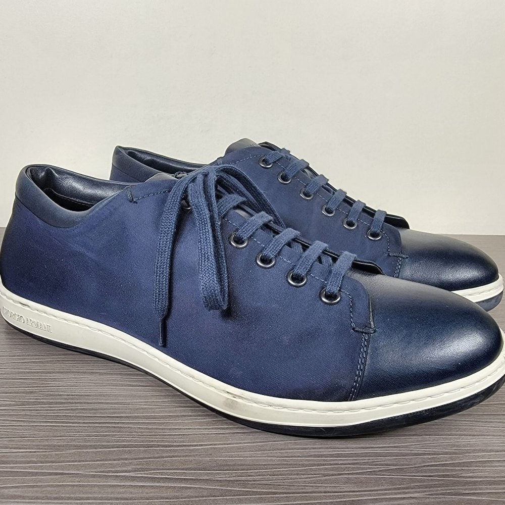 Giorgio Armani Nubuck With Leather Cap Toe Sneaker